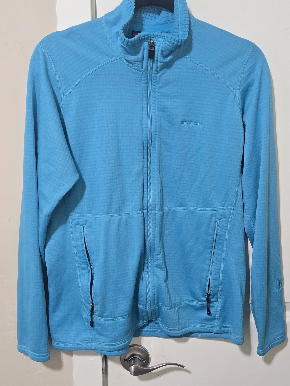 Patagonia Regulator R1 Full Zip Waffle Fleece Jacket Ocean Blue W Large Hiking